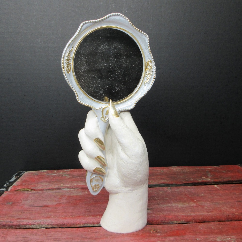 Ashland Halloween Haunted Forest Hand with Mirror Figurine Tabletop Decor 9"